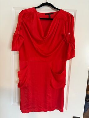 BCBGMaxAzria Red Draped Pocket Mini Dress
